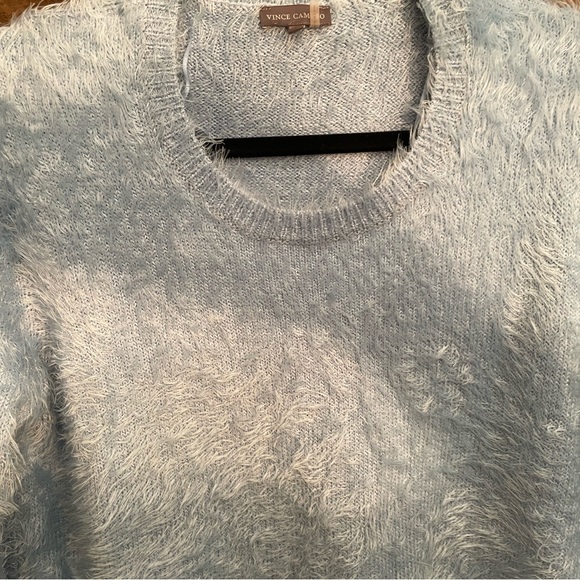 Vince Camuto Light Blue Fuzzy Crew Neck Sweater - Picture 4 of 8